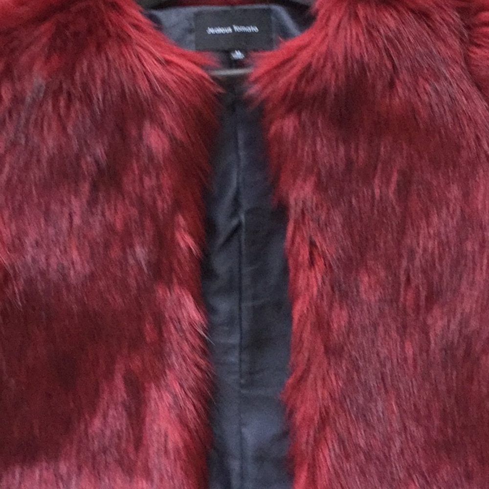 Awesome red faux fur jacket!